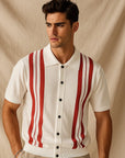 Men’s Striped Short-Sleeve Polo Shirt – Loose Fit Summer Top
