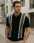 Men’s Striped Short-Sleeve Polo Shirt – Loose Fit Summer Top