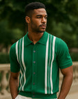 Men’s Striped Short-Sleeve Polo Shirt – Loose Fit Summer Top