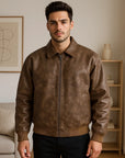 Men’s Rock Style PU Leather Jacket – Thickened Premium Mid-Length Coat