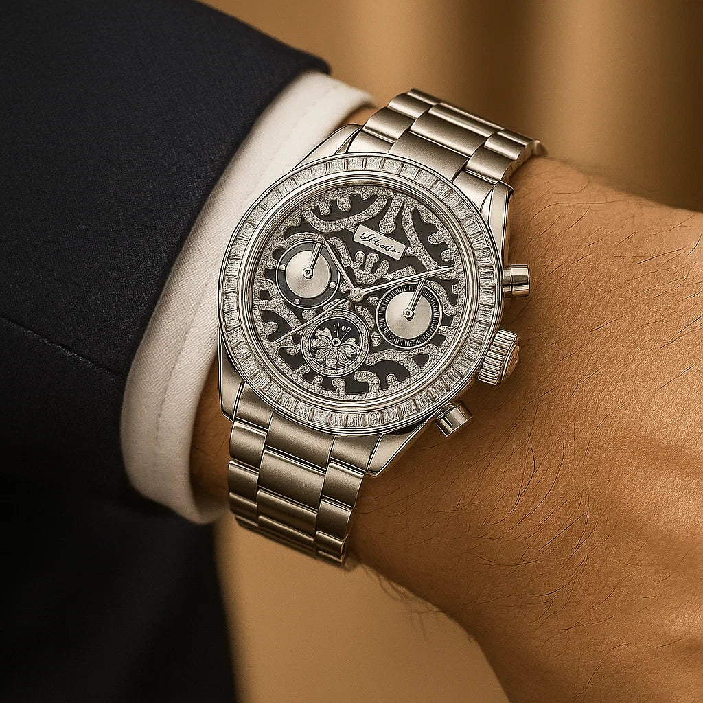 Men’s Sun, Moon &amp; Star Automatic Mechanical Watch – Multifunctional Waterproof Luxury Timepiece