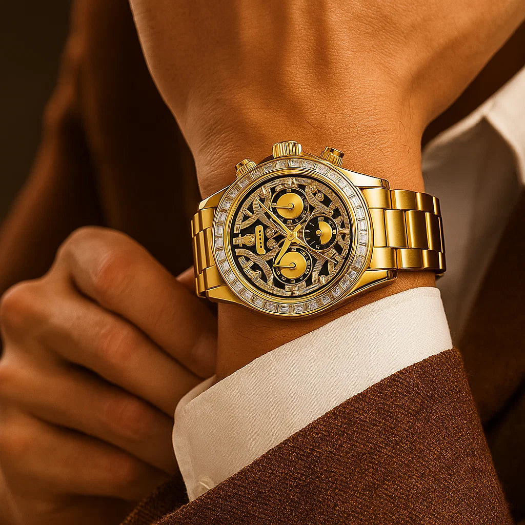 Men’s Sun, Moon &amp; Star Automatic Mechanical Watch – Multifunctional Waterproof Luxury Timepiece