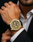 Men’s Sun, Moon & Star Automatic Mechanical Watch – Multifunctional Waterproof Luxury Timepiece