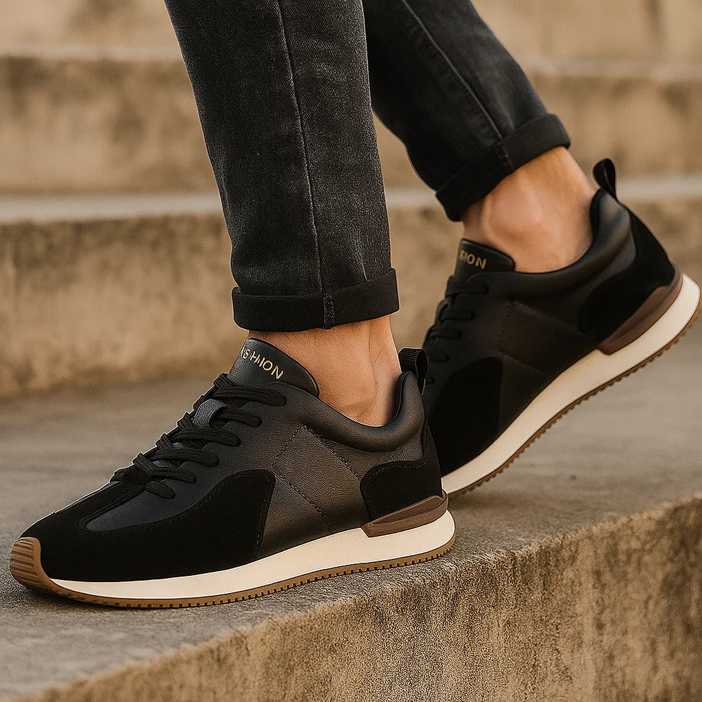 Men’s Genuine Leather Sports Shoes – Breathable Casual Low-Top Sneakers