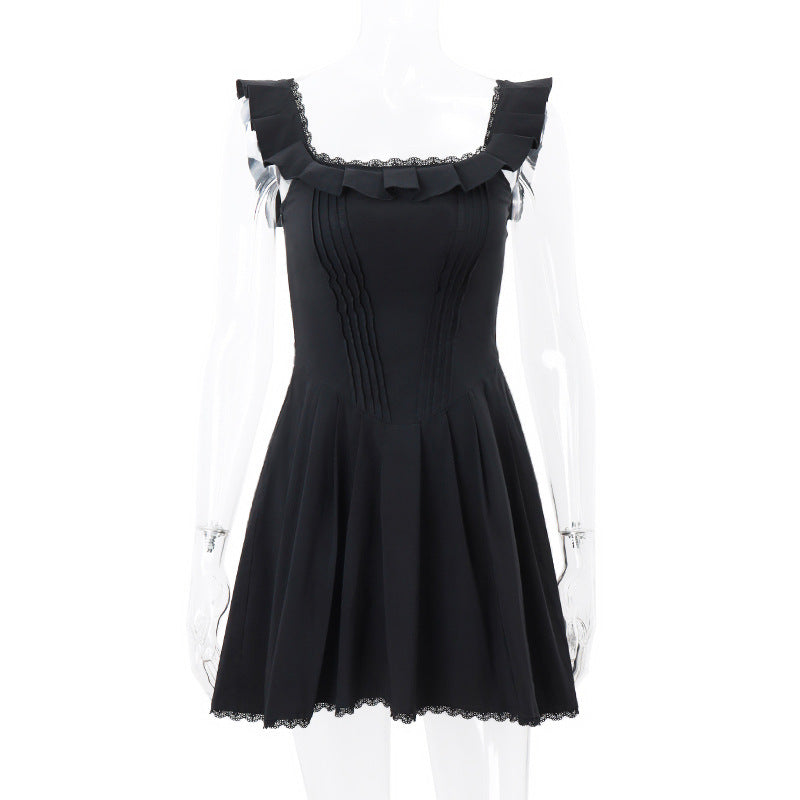 Women’s Fashion Fishbone Corset Dress – Sleek Black One-Step Skirt Elegance