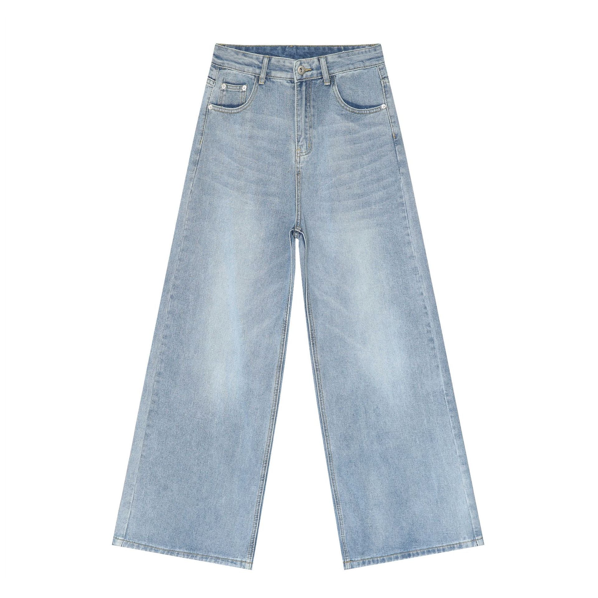 Loose Straight Cut Cotton Blend Jeans