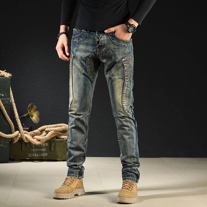 Men&#39;s Fashion Japanese Style Retro Nostalgic Motorcycle Jeans ( 3 TO 7 DAYS SHIPPING)