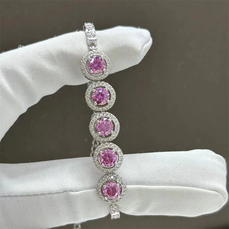 2.5 CARAT PINK Moissanite Bracelet Women&#39;s