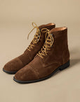 Handmade Retro Men's Suede Genuine Leather Elevator Shoes