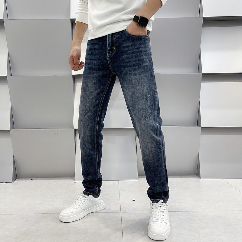 Men&#39;s  Slim  Straight Leg Elastic Jeans