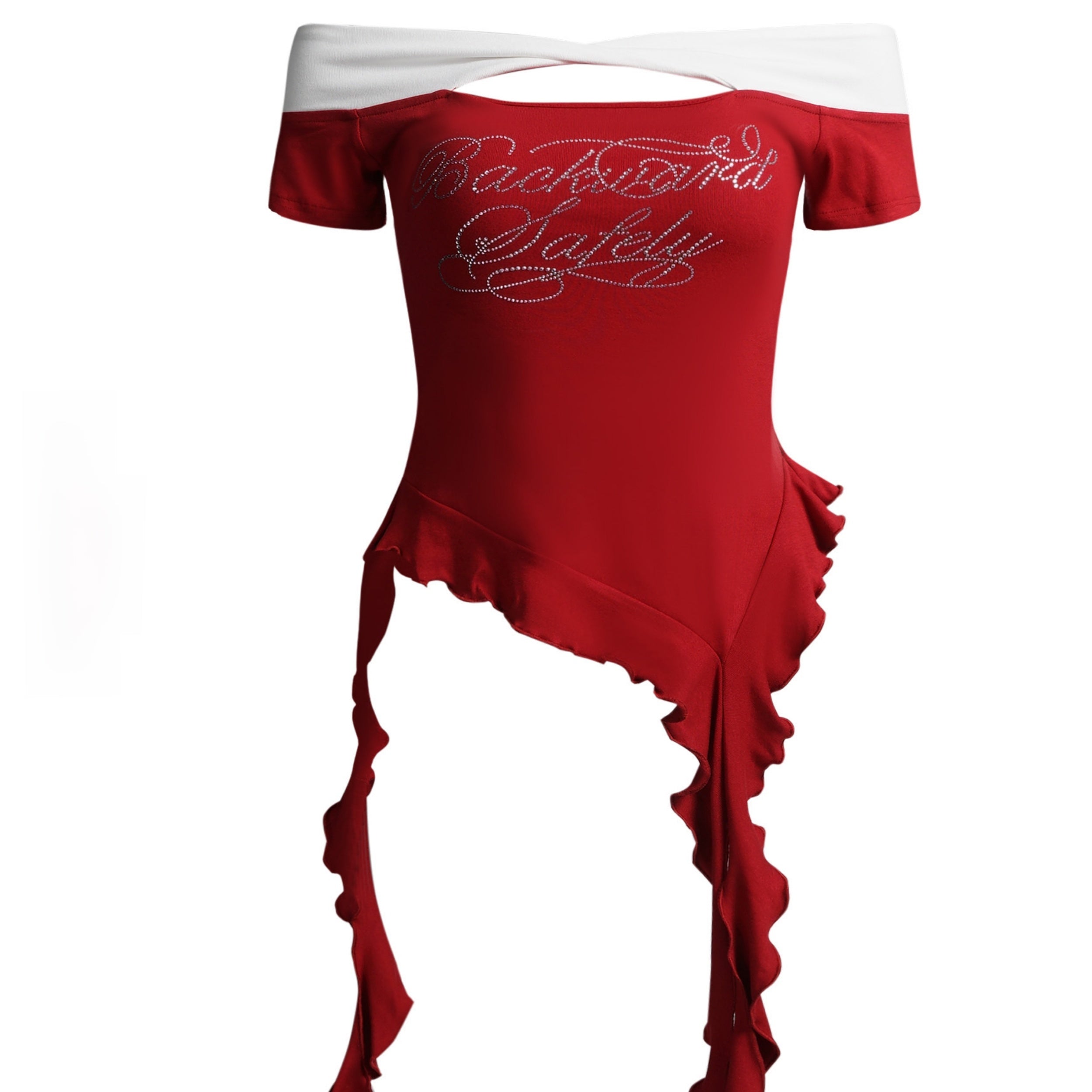 Women Retro Off-Shoulder Ribbon Slim Fit T-Shirt – One-Line Collar Embroidered Short Sleeve Summer Crop Top