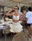 Fashion Tassel Vacation Style Hollow-out Dress Two-piece Set