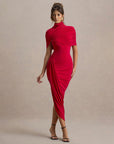 Women’s Elegant Slim-Fit Pleated Maxi Dress – High-Waist Milk Silk Fashion Lady Pullover Gown