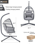 Patio Foldable Hanging Swing Chair With Stand Gray Color ( USA ONLY 3 TO 5 DAYS SHIPPING)