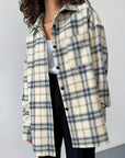 Lapel Loose Plaid Long Sleeve Shirt women