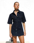 Women's Short Sleeve Pocket Waist Shirt