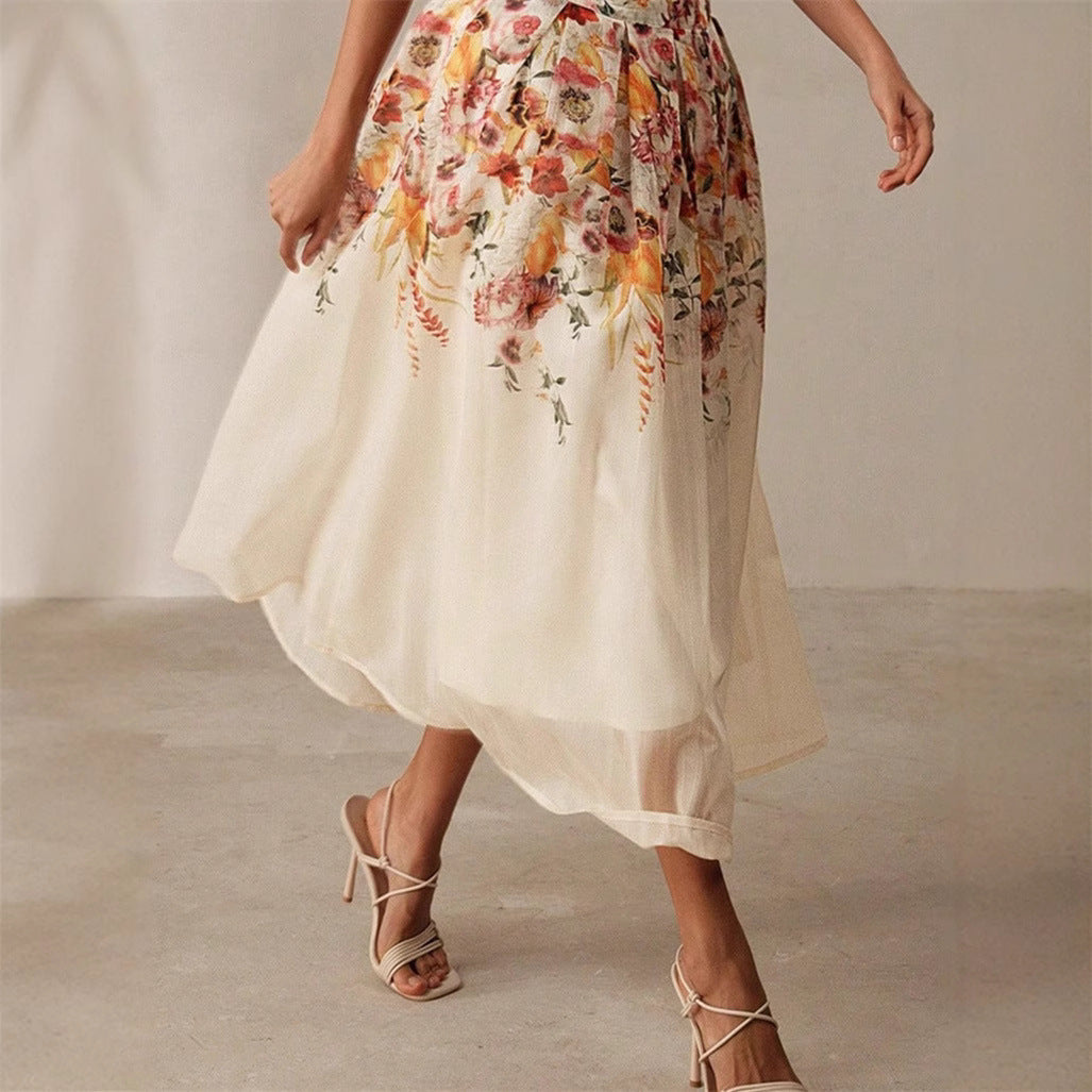 Women’s Gorgeous Elegant Bamboo Digital Printed Skirt – A-Line Mid-Length Style