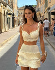 Fashion Tassel Vacation Style Hollow-out Dress Two-piece Set