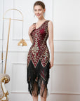 Double-layered Tassel V-neck Bead Dress