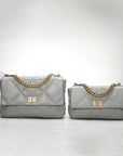 Women’s Genuine Sheepskin Chain Shoulder Bag – Quilted Rhombus Leather Messenger
