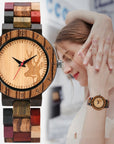 Classic Women's Elk Quartz Wooden Watch