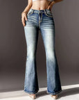 Women’s Vintage Embroidered Bootcut Jeans – Timeless Denim with a Modern Twist