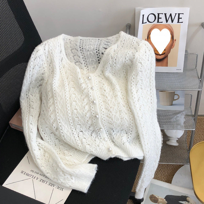 Women’s Fashionable Soft Mohair Knitted Sweater – Hollow Out Casual Style