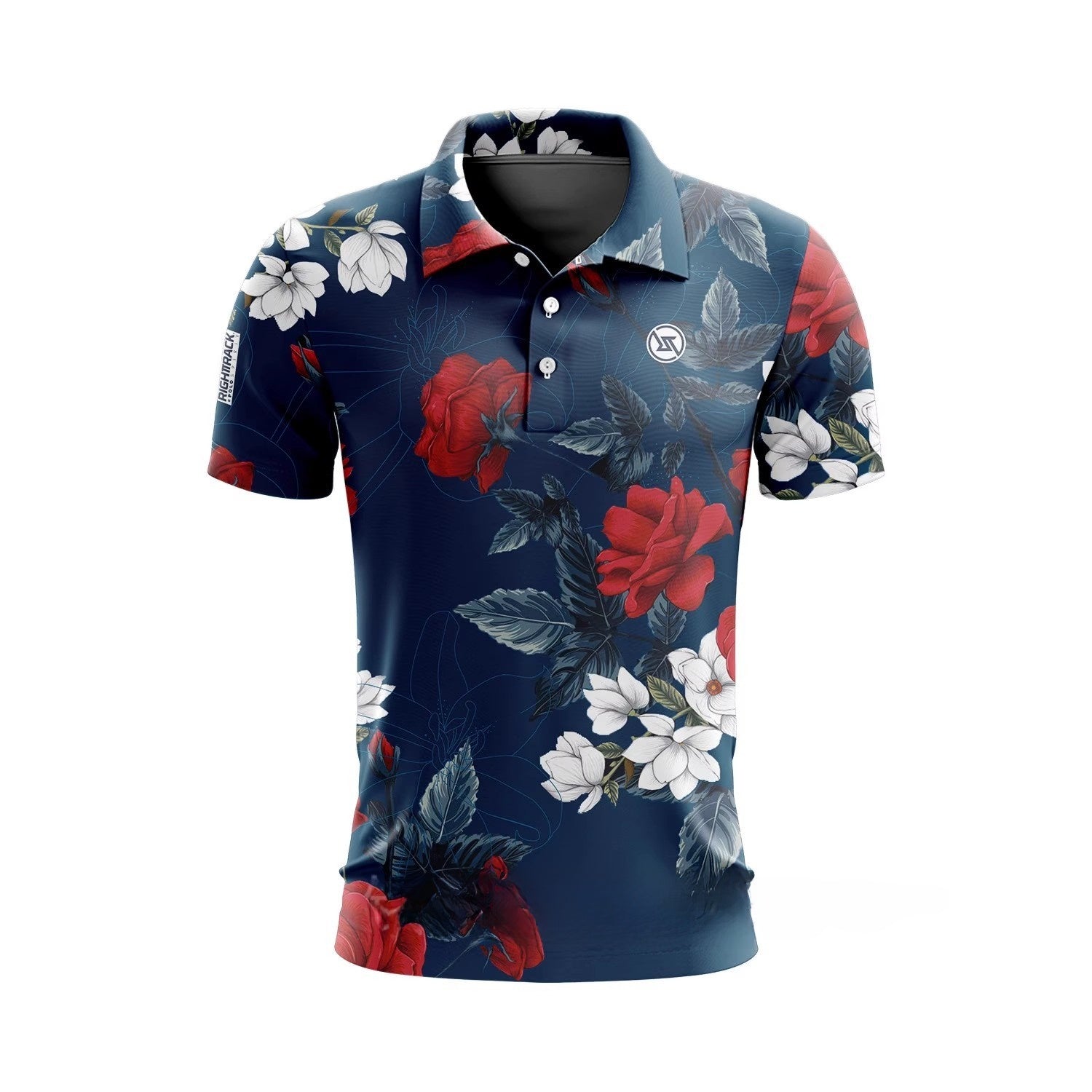Men Golf Print Short-Sleeved Polo Shirt – Breathable Cotton Spandex Floral Performance Golf Top