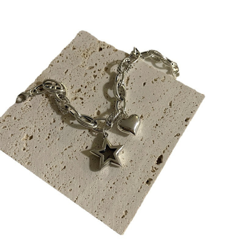 925 Sterling Silver Vintage Love Star  Bracelet