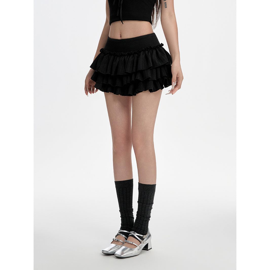 Women’s Puffy Cake Dress Skirt – Playful Layers with a Chic Low-Waist Twist