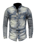 Patch Denim Shirt Punk Shirt Men