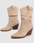 Women’s Thick Heel High Heels Ankle Boots – Brown & Apricot European Style