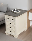 Dark Grey MDF Top And White Oak Drawer Living Room Side Cabinet ( USA ONLY + 3 TO 5 DAYS SHIPPING)