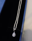 Woman's Natural Pearl & 2ct Moissanite Necklace