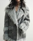 Fur Patchwork Wool Coat women