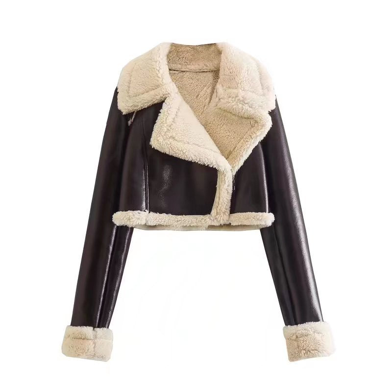 Women&#39;s Short Lapel Long Sleeve Slim Fashion Personality Jacket Jacket