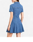 Women Denim Shirt Dress – Button Front Mid-Length Cotton Casual Waist-Defined Dress