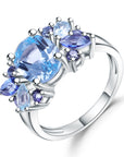 Bague fleur en argent sterling S925 – Bijoux en topaze naturelle (tailles 5 à 10)
