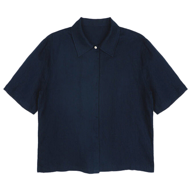 Women’s French Minority Texture Pure Linen Shirt