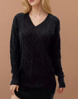 WOMEN Mid-length Sweater V-neck Knitted Twist Dress