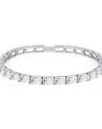 Silver Rectangular Zircon Bracelet for men and women