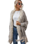 Fur Collar Cardigan Shawl Knitted Jacket