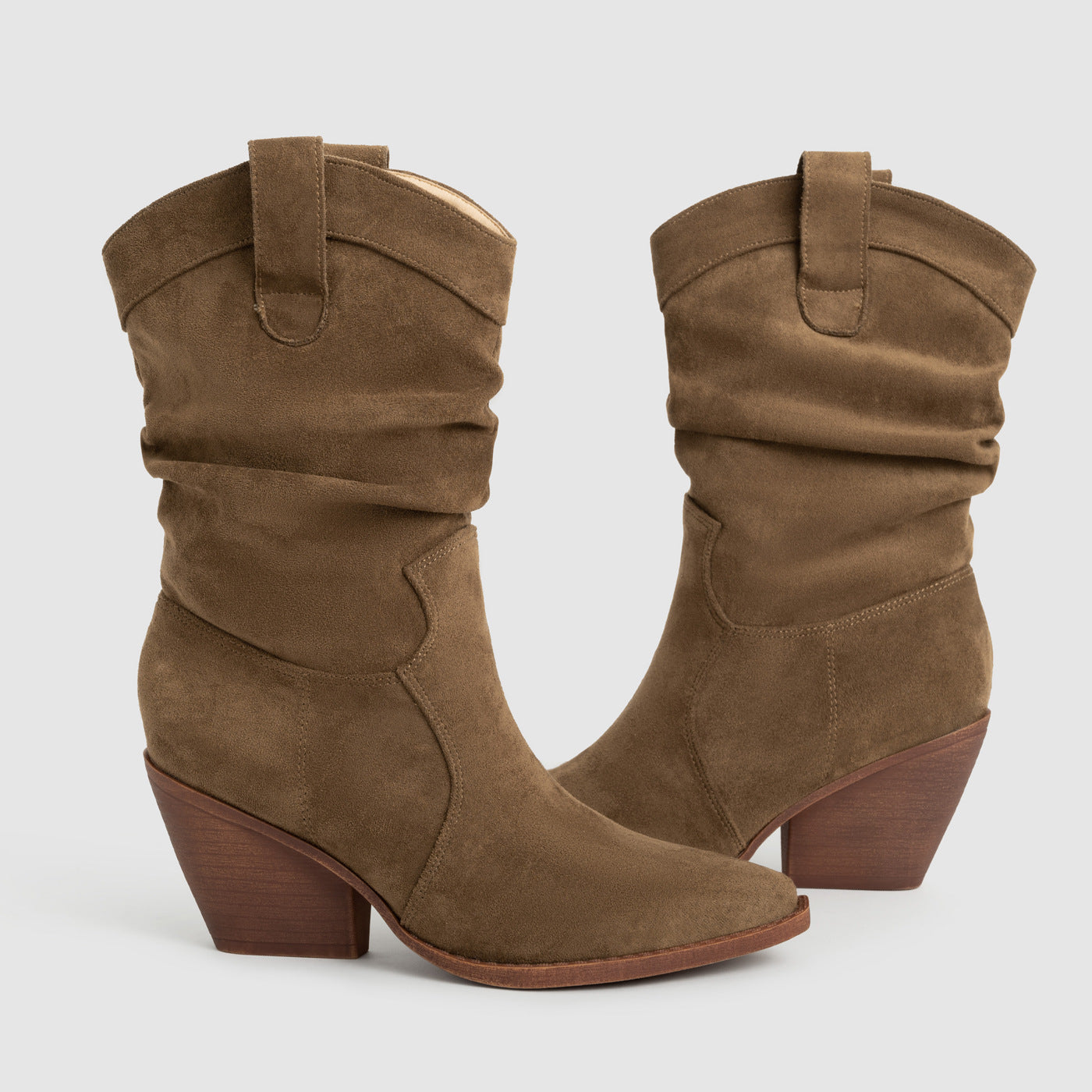Women’s Thick Heel High Heels Ankle Boots – Brown &amp; Apricot European Style