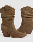Women’s Thick Heel High Heels Ankle Boots – Brown & Apricot European Style