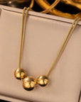 18K Gold Titanium Steel Metal Ball Necklace Vintage