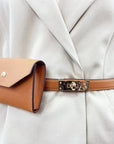 Lychee Cowhide Waist Bag Belt Female