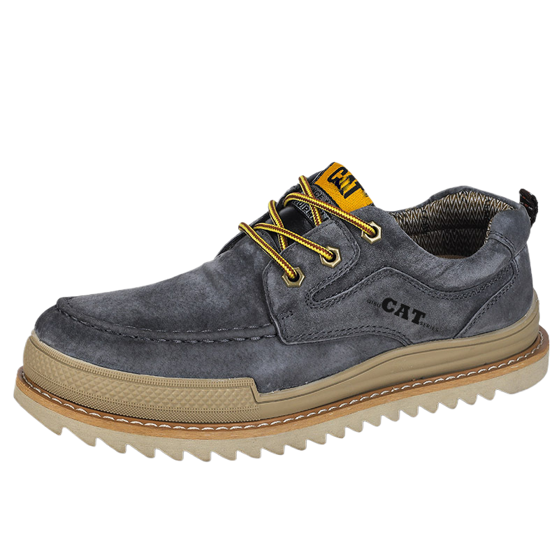 Men Genuine Cowhide Shoes – Breathable Lace-Up Leather Sneakers with Anti-Slip Rubber Sole