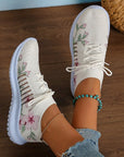 Women's Fashion Casual Flyknit Wedge Lace-up Mesh Shoes