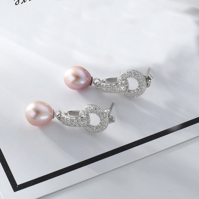 Women&#39;s Retro Fashion Sterling Silver Pearl Earrings