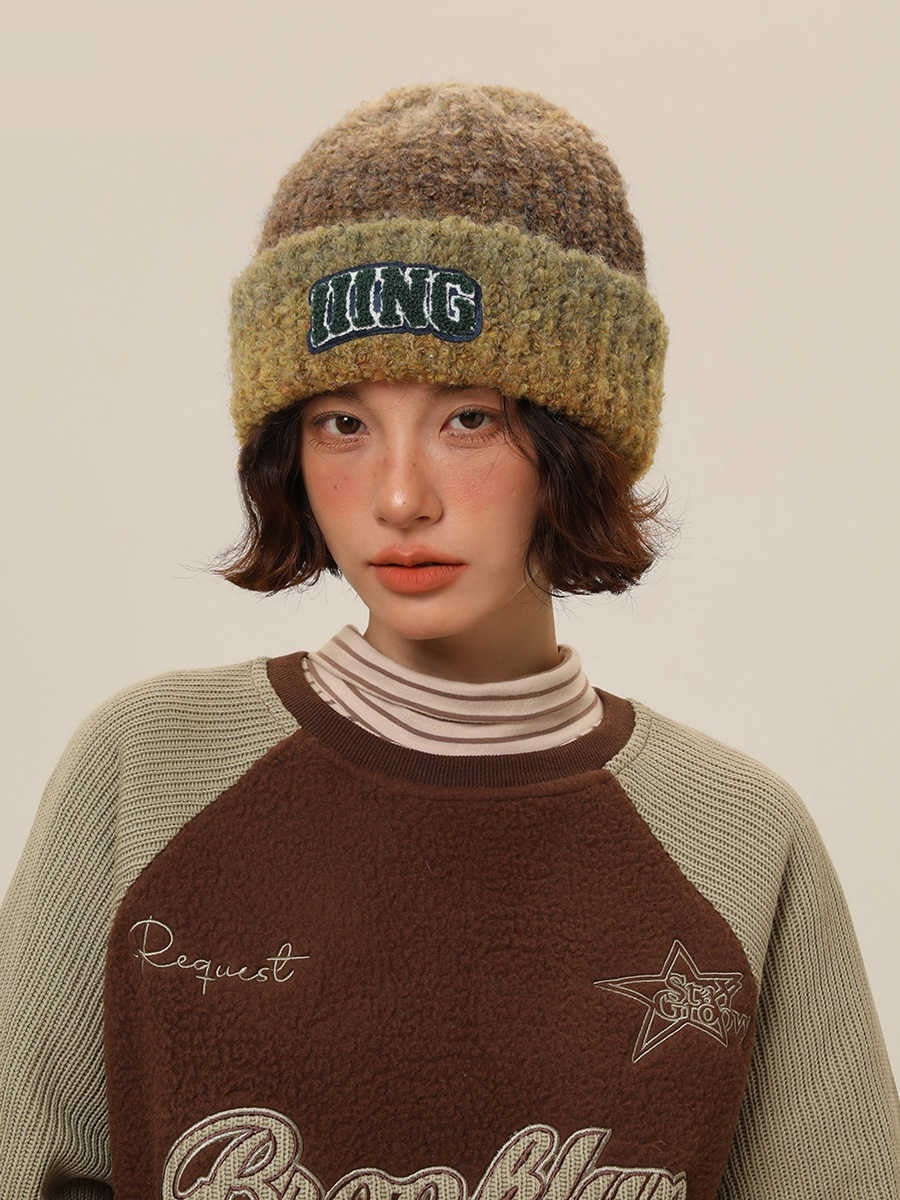 Women’s Wool Blend Vintage Gradient Knitted Hat – Cozy Warmth with Retro Charm